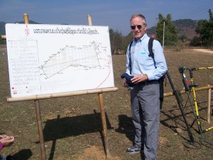 Dr. Larry Schwab with UXO LAO Map 